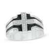 Thumbnail Image 1 of Men's 1/10 CT. T.W. Diamond Cross Ring in Two-Tone Sterling Silver