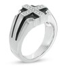 Thumbnail Image 1 of Men's 1/10 CT. T.W. Diamond Cross Ring in Two-Tone Sterling Silver