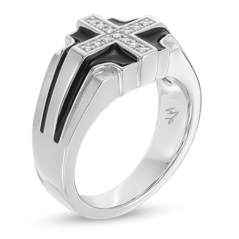 1/10 CT. T.W. Diamond Cross Ring in Two-Tone Sterling Silver