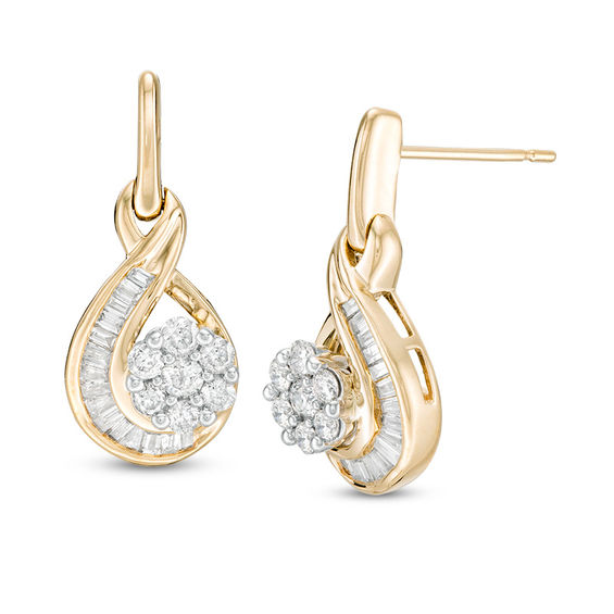 3/4 CT. T.W. Composite Diamond Flame Drop Earrings in 10K Gold 3/4 CT. T.W. Composite Diamond Flame Drop Earrings in 10K Gold