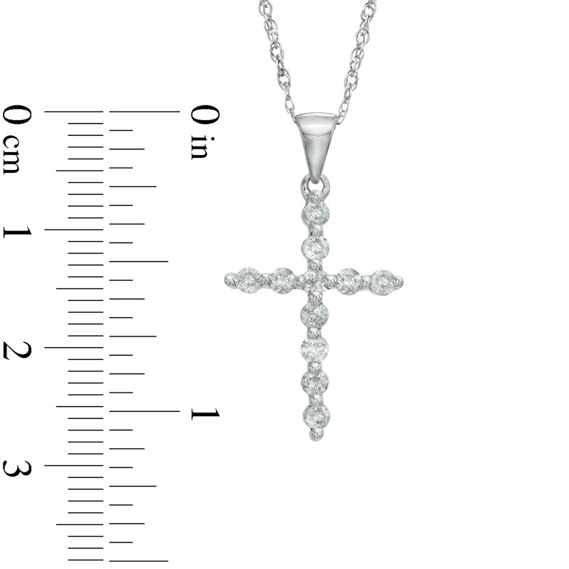 Main Image 2 of 1/2 CT. T.W. Diamond Cross Pendant in 10K White Gold