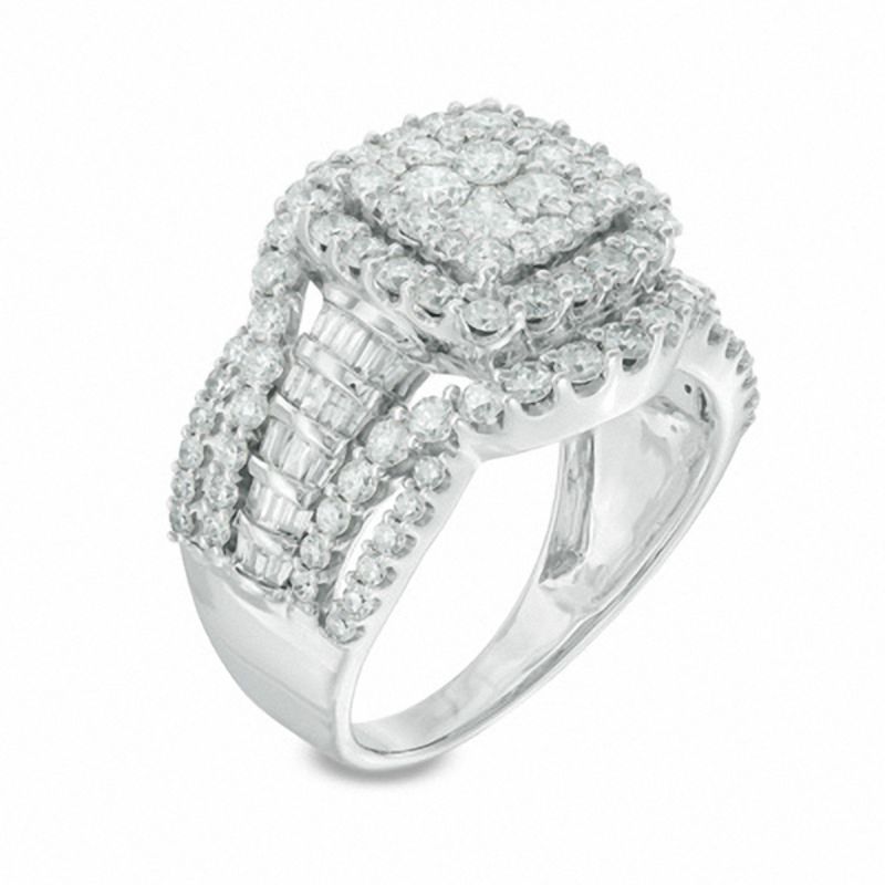 2 CT. T.W. Composite Diamond Layered Frame Ring in 10K White Gold