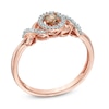 Thumbnail Image 2 of 1/6 CT. T.W. Champagne and White Diamond Open Frame Cross Sides Ring in 10K Rose Gold