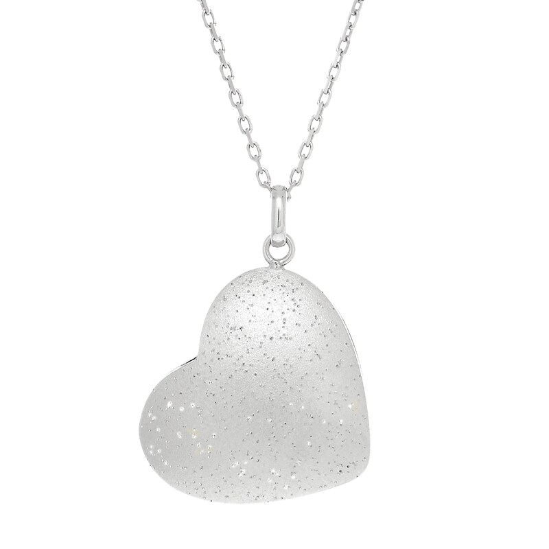 Main Image 1 of Tilted Shimmer Heart Pendant in Sterling Silver