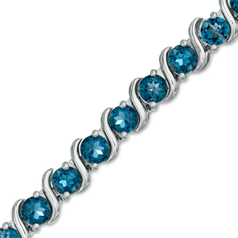 4.0mm London Blue Topaz Bracelet in Sterling Silver - 7.5