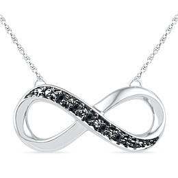 Black Diamond Accent Sideways Infinity Necklace in Sterling Silver - 16&quot;