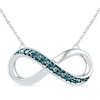 Thumbnail Image 1 of Enhanced Blue Diamond Accent Sideways Infinity Necklace in Sterling Silver - 16"