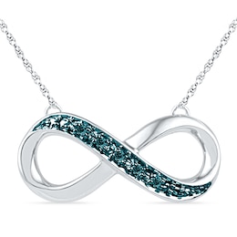 Enhanced Blue Diamond Accent Sideways Infinity Necklace in Sterling Silver - 16&quot;