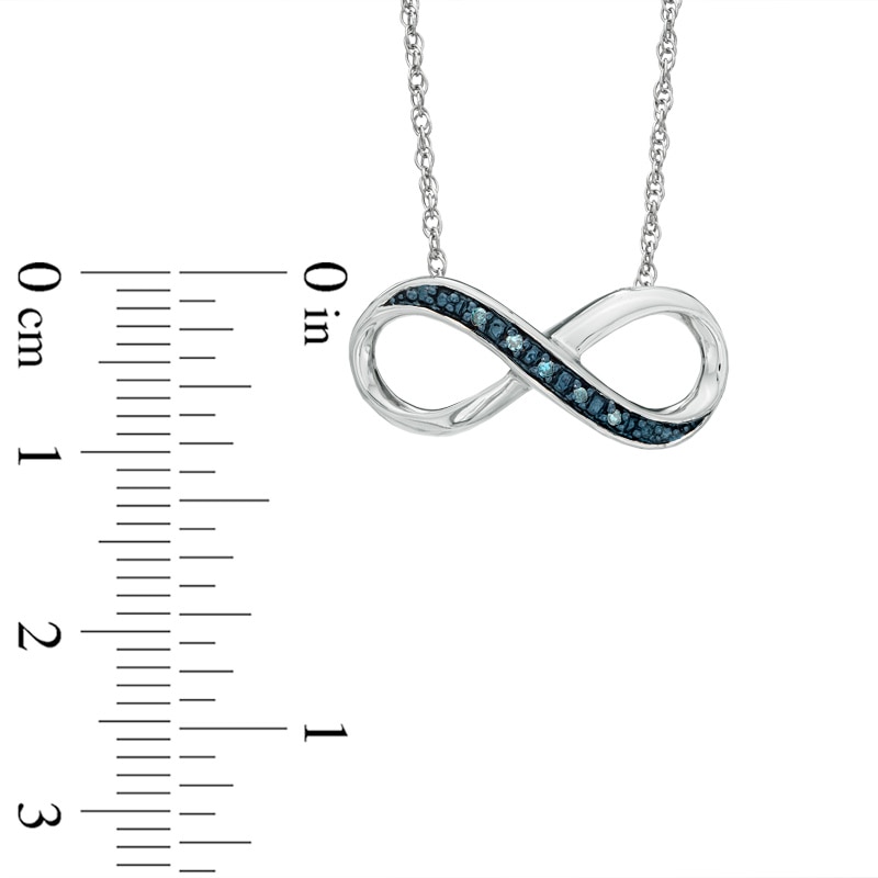Main Image 2 of Enhanced Blue Diamond Accent Sideways Infinity Necklace in Sterling Silver - 16"