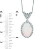 Thumbnail Image 1 of Oval Lab-Created Opal and White Sapphire Frame Drop Pendant in Sterling Silver
