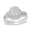 Thumbnail Image 1 of 1/3 CT. T.W. Diamond Cluster Bridal Set in 10K White Gold
