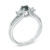 3/4 CT. T.W. Enhanced Black and White Diamond Three Stone Split Shank Ring in 14K White Gold
