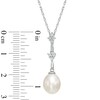 Thumbnail Image 2 of 6.5-8.0mm Freshwater Cultured Pearl and Lab-Created White Sapphire Pendant and Drop Earrings Set in Sterling Silver