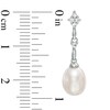 Thumbnail Image 3 of 6.5-8.0mm Freshwater Cultured Pearl and Lab-Created White Sapphire Pendant and Drop Earrings Set in Sterling Silver