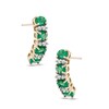 Thumbnail Image 0 of Oval Emerald and 1/8 CT. T.W. Diamond Drop Earrings in 14K Gold