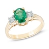 Thumbnail Image 0 of Oval Emerald and 1/5 CT. T.W. Diamond Ring in 14K Gold