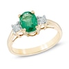 Thumbnail Image 1 of Oval Emerald and 1/5 CT. T.W. Diamond Ring in 14K Gold
