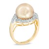 Thumbnail Image 1 of 12.0mm Golden Cultured South Sea Pearl and 5/8 CT. T.W. Diamond Frame Ring in 14K Gold
