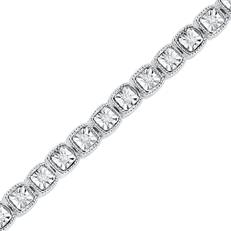 1/4 CT. T.W. Diamond Vintage-Style Tennis Bracelet in Sterling Silver - 7.25"