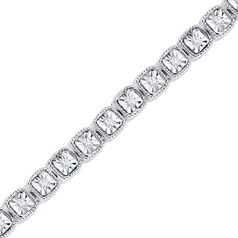 Main Image 1 of 1/4 CT. T.W. Diamond Vintage-Style Tennis Bracelet in Sterling Silver - 7.25"
