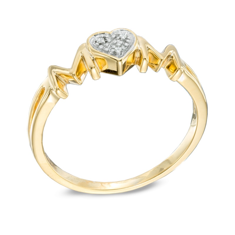 Main Image 2 of Diamond Accent "MOM" Ring in 10K Gold