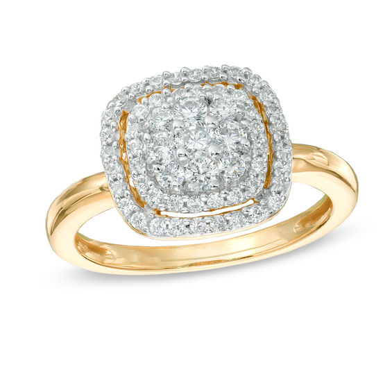 1/2 CT. T.W. Multi-Diamond Frame Ring in 10K Gold | Zales Outlet