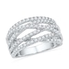 5/8 CT. T.W. Diamond Multi-Row Crossover Ring In 10K White Gold