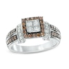 Thumbnail Image 0 of 1 CT. T.W. Champagne and White Diamond Frame Collar Ring in 14K White Gold