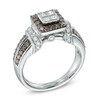 Thumbnail Image 1 of 1 CT. T.W. Champagne and White Diamond Frame Collar Ring in 14K White Gold