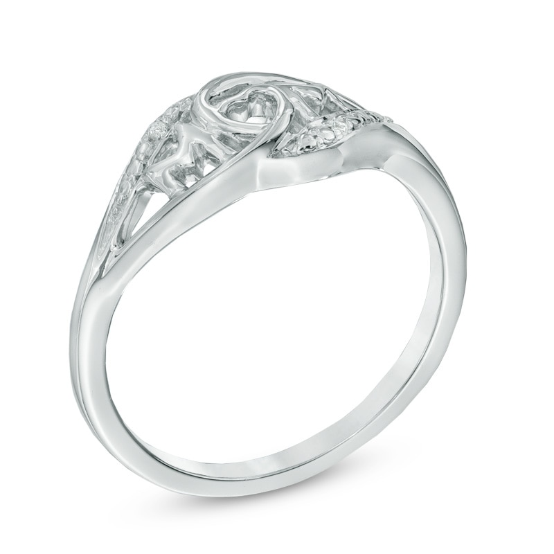 Main Image 2 of Diamond Accent "MOM" Ring in Sterling Silver