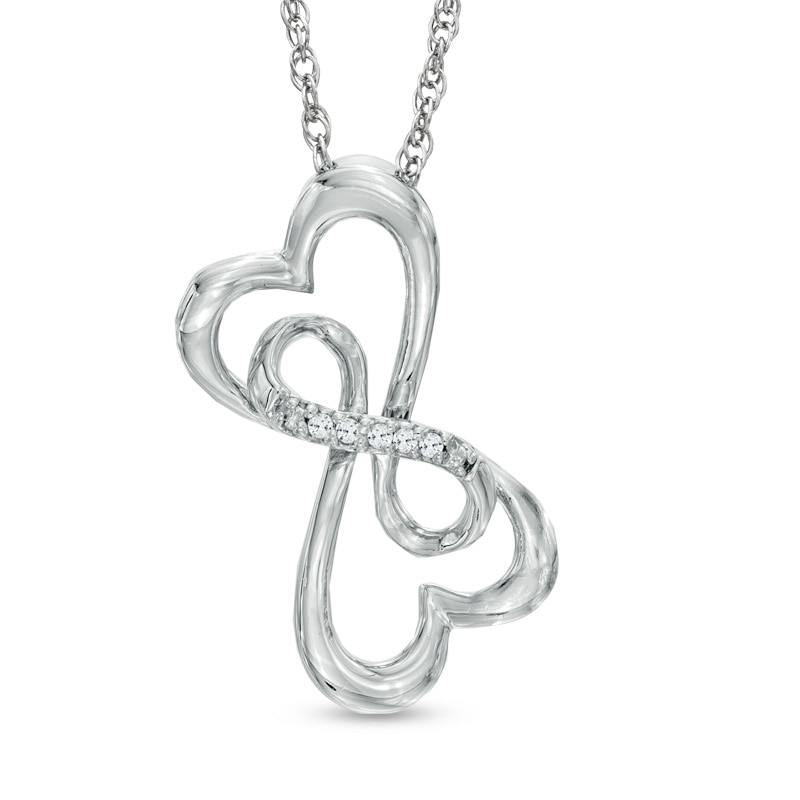 Main Image 1 of Diamond Accent Double Loop Heart Pendant in Sterling Silver