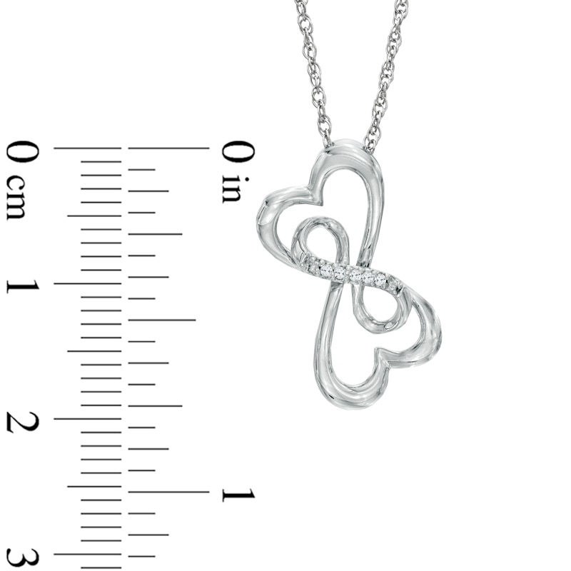 Diamond Accent Double Loop Heart Pendant in Sterling Silver