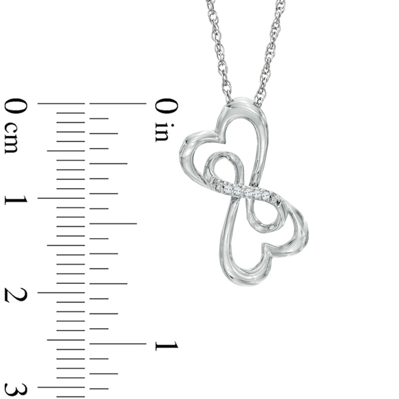 Main Image 2 of Diamond Accent Double Loop Heart Pendant in Sterling Silver