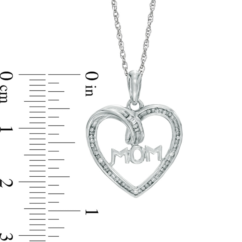 Main Image 2 of Diamond Accent "MOM" Heart Pendant in Sterling Silver