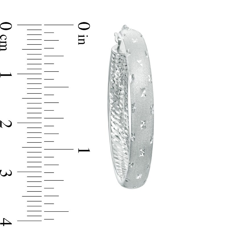 Main Image 2 of Satin Finish Bangle and Hoop Earrings Set in Sterling Silver - 7.5"