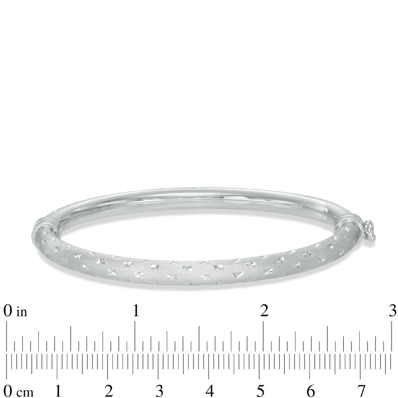 Main Image 3 of Satin Finish Bangle and Hoop Earrings Set in Sterling Silver - 7.5"