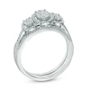 Thumbnail Image 2 of 1/2 CT. T.W. Diamond Oval Frame Three Stone Cluster Three Piece Bridal Set in 10K White Gold