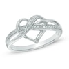 Thumbnail Image 1 of Diamond Accent Swirled Heart Ring in Sterling Silver