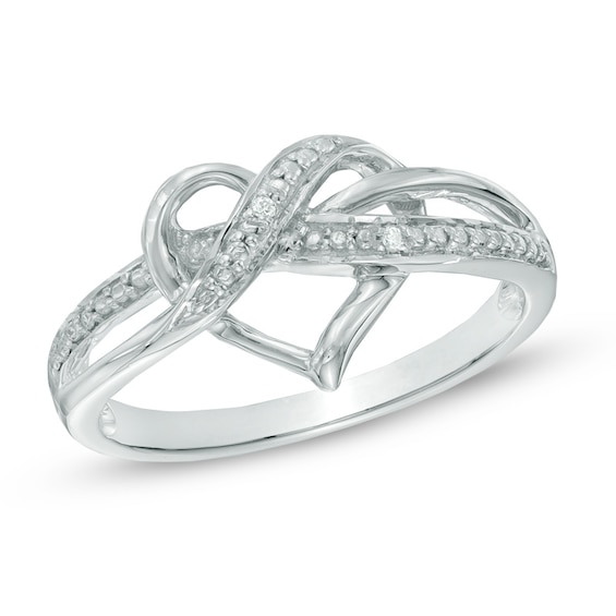 Diamond Accent Swirled Heart Ring In Sterling Silver