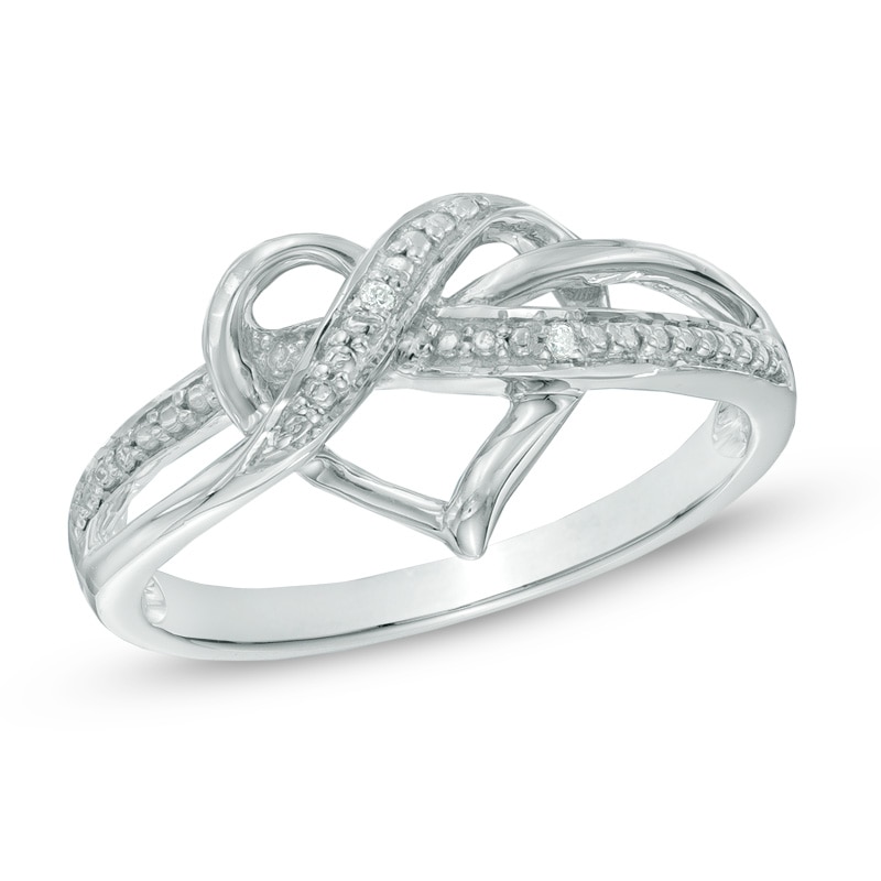 Diamond Accent Swirled Heart Ring in Sterling Silver