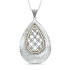 Thumbnail Image 0 of Lattice Teardrop Pendant in Sterling Silver and 14K Two-Tone Gold