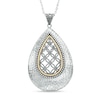 Thumbnail Image 1 of Lattice Teardrop Pendant in Sterling Silver and 14K Two-Tone Gold