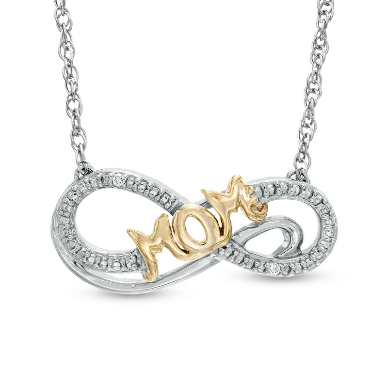 Main Image 1 of Diamond Accent "MOM" Infinity Necklace in Sterling Silver and 14K Gold Plate