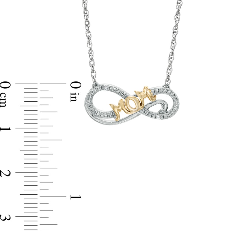 Main Image 2 of Diamond Accent "MOM" Infinity Necklace in Sterling Silver and 14K Gold Plate