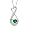 Thumbnail Image 0 of 5.0mm Heart-Shaped Lab-Created Emerald and Diamond Accent Infinity Heart "MOM" Pendant in Sterling Silver