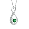 Thumbnail Image 1 of 5.0mm Heart-Shaped Lab-Created Emerald and Diamond Accent Infinity Heart "MOM" Pendant in Sterling Silver