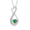 5.0mm Heart-Shaped Lab-Created Emerald And Diamond Accent Infinity Heart MOM Pendant In Sterling Silver