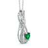 Thumbnail Image 1 of 5.0mm Heart-Shaped Lab-Created Emerald and Diamond Accent Infinity Heart "MOM" Pendant in Sterling Silver