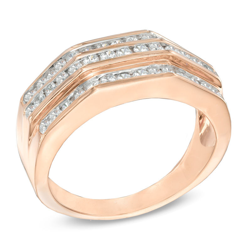 Paralee: Trio Wedding Ring in Rose Gold with Diamonds | Ken & Dana