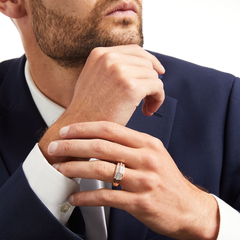 Main Image 2 of Men's 1/2 CT. T.W. Diamond Wedding Band in 10K Rose Gold